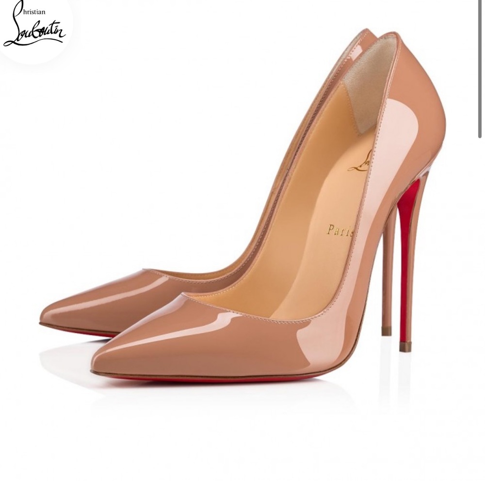 100% Authentic Brand New Christian Louboutin So Kate 120 Patent Nude Heels